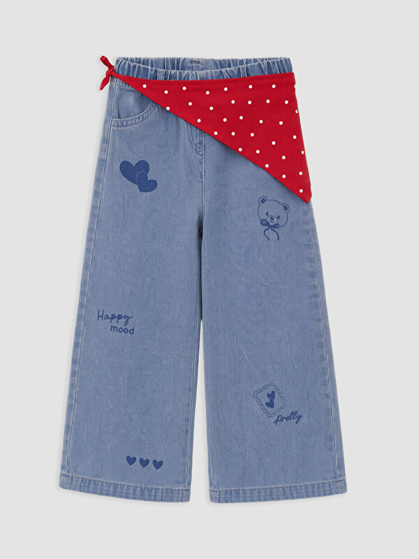 LCW Kids Wideleg Girls' Jeans and Scarf