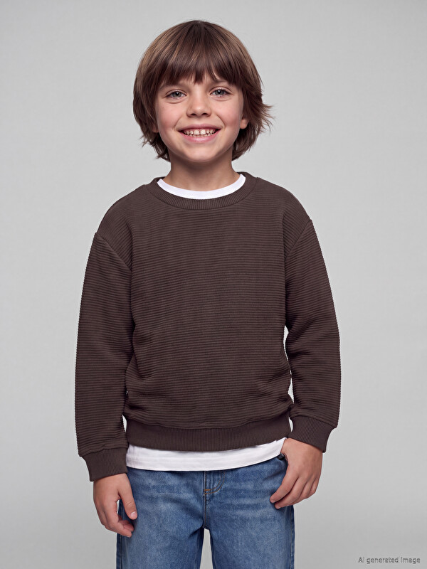 LCW Kids Bisiklet Yaka Erkek Çocuk Sweatshirt