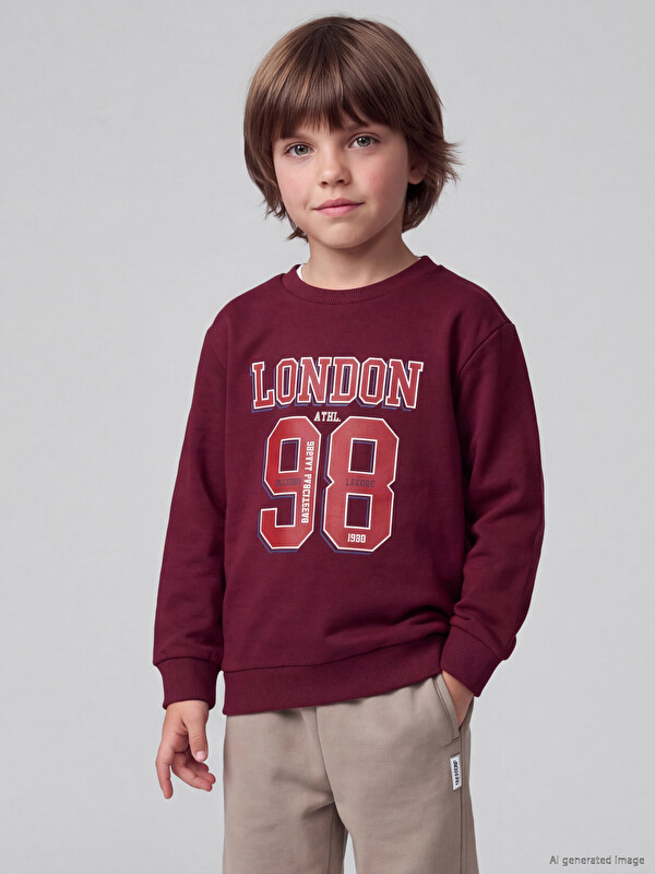 LCW Kids London Baskılı Erkek Çocuk Sweatshirt