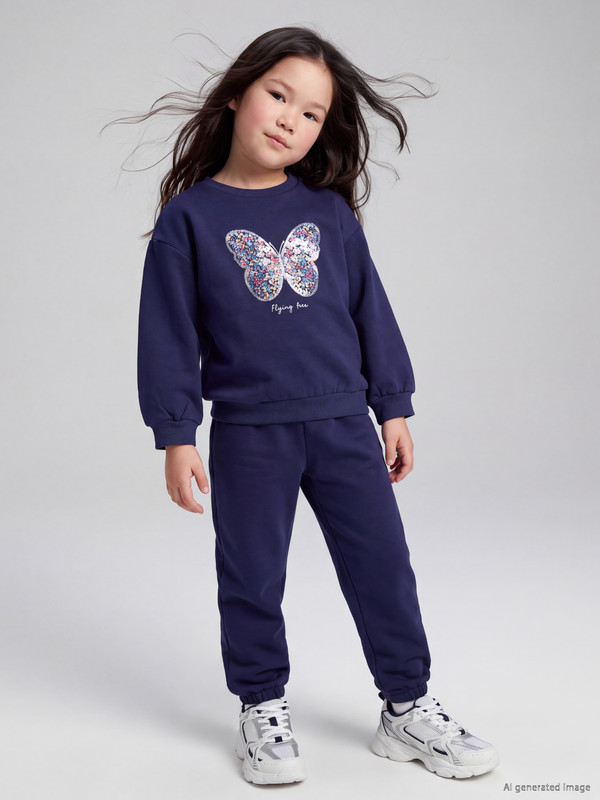 LCW Kids Kelebek Baskılı Kız Çocuk Eşofman Takımı