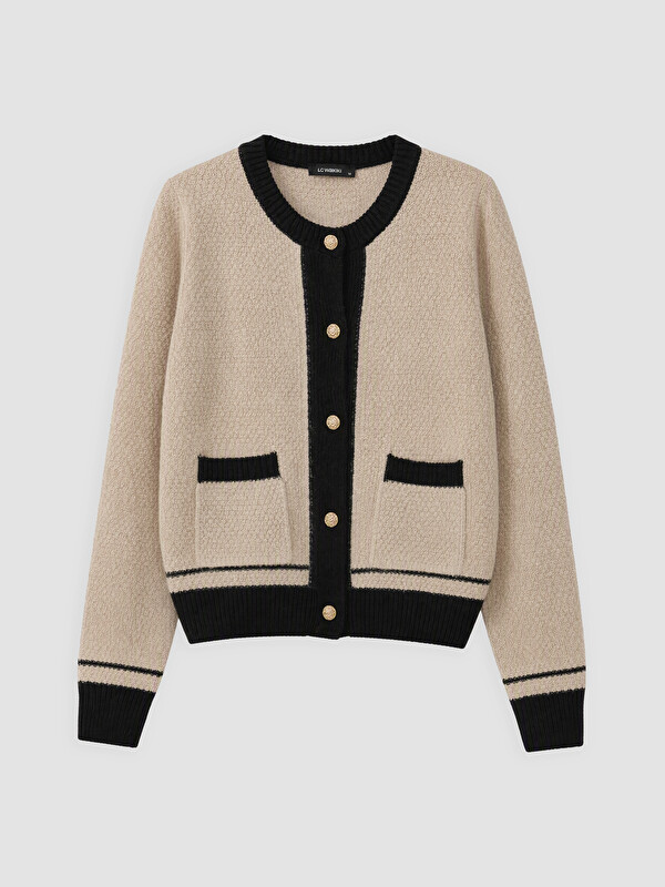 LC WAIKIKI Crew Neck Striped Women's Knitwear Cardigan