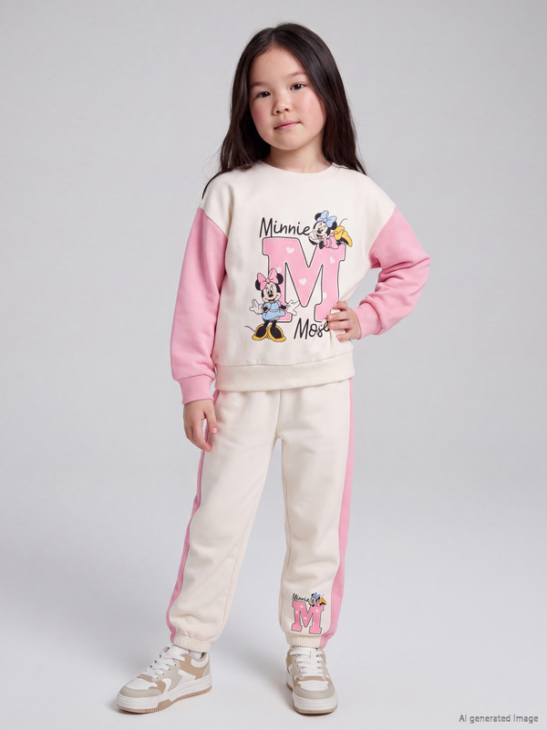 LCW Kids Minnie Mouse Baskılı Kız Çocuk Kalın Takım