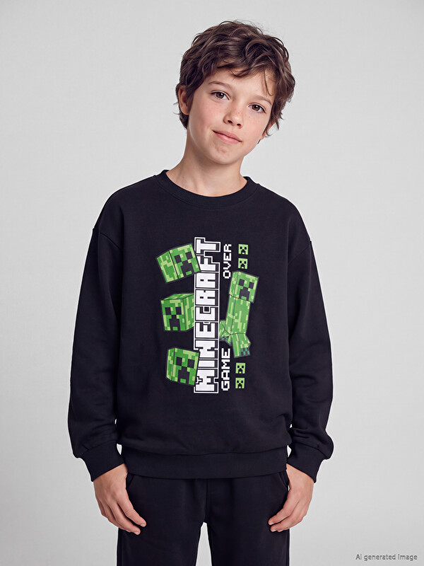 LCW Kids Minecraft Printed Boys' Sweatshirt