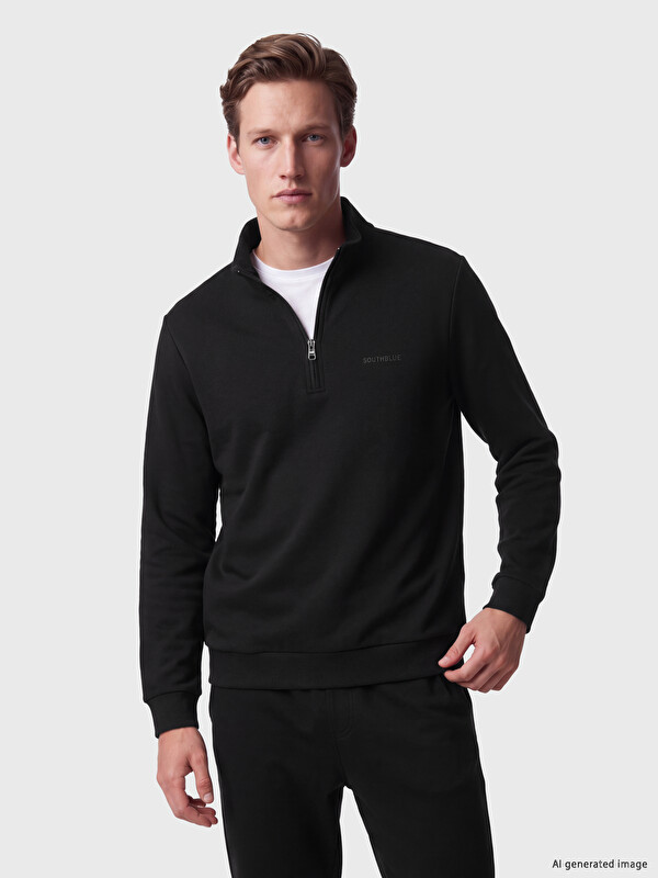 SOUTHBLUE Dik Yaka Erkek Kalın Sweatshirt