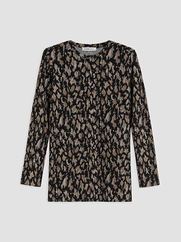 LCW Grace Crew Neck Patterned Blouse