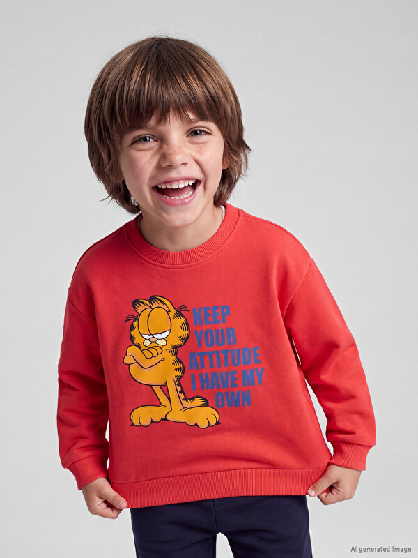 LCW Kids Garfield Printed Boys' Sweatshirt