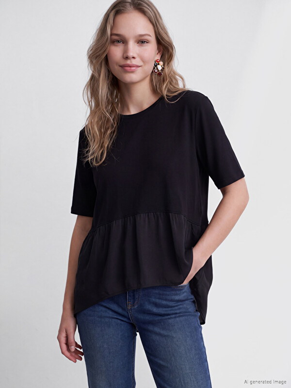 LCW Vision Crew Neck Modal Blended Blouse
