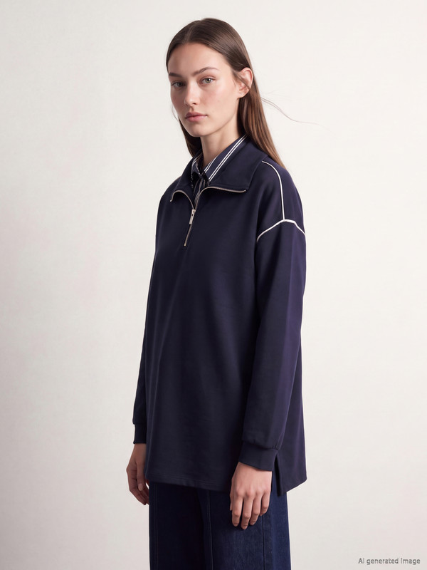 LCW Modest Φούτερ Tunic Oversize για γυναίκες Soft Touch