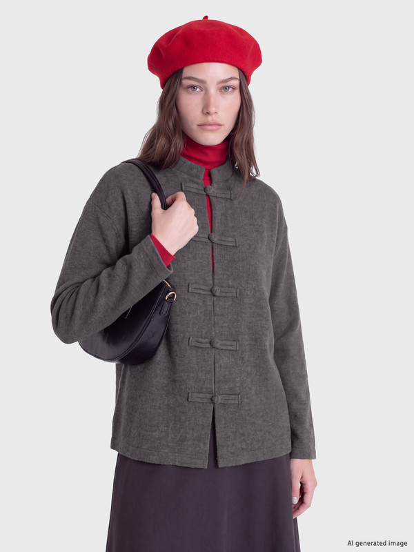LCW Modest Дамски кардиган с дядовска яка и китайски копчета