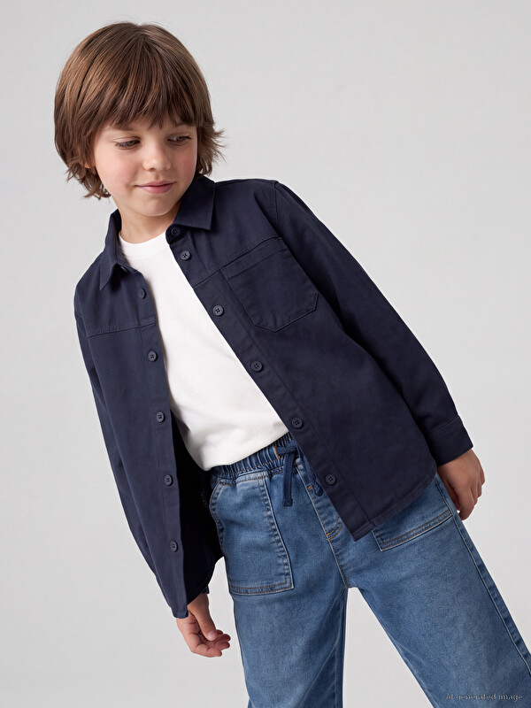 LCW Kids Gabardin Erkek Çocuk Gömlek