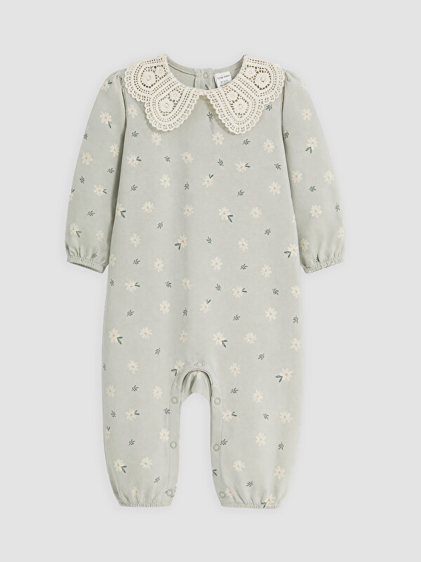LCW baby Bebe Yaka Baskılı Kız Bebek Tulum