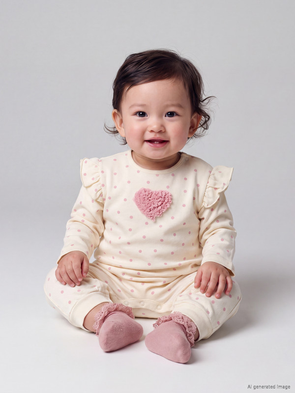 LCW baby Ruffled Embroidered Baby Girls' Jumpsuit