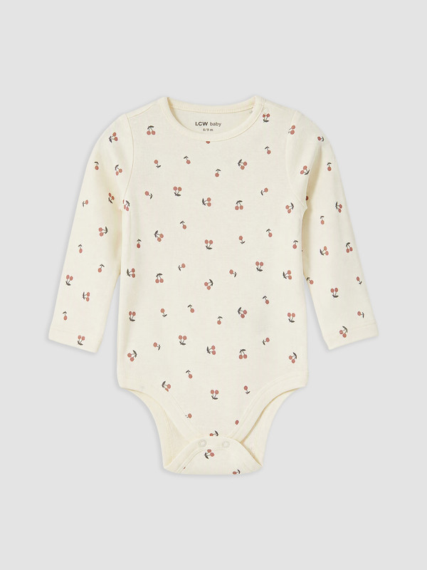 LCW baby Kiraz Desenli Kız Bebek Çıtçıtlı Body