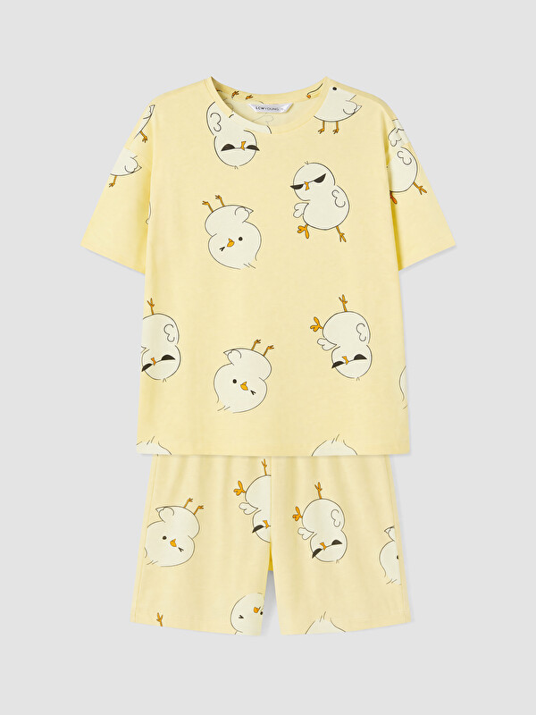 LCW Young Woman Yellow Shortie Pyjama Set