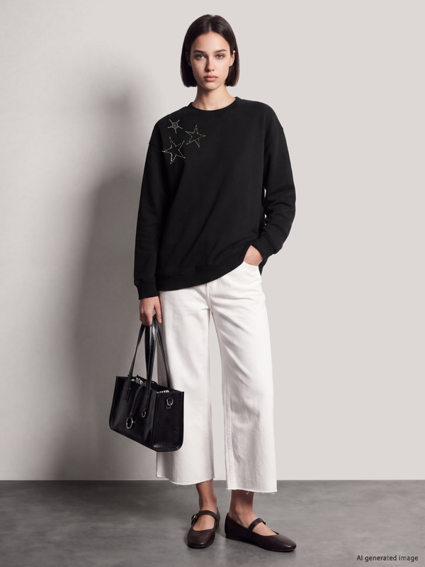 LCW Comfort Rhinestone Women's Thick Sweatshirt