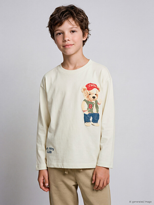 LCW Kids Teddy Baskılı Erkek Çocuk Tişört
