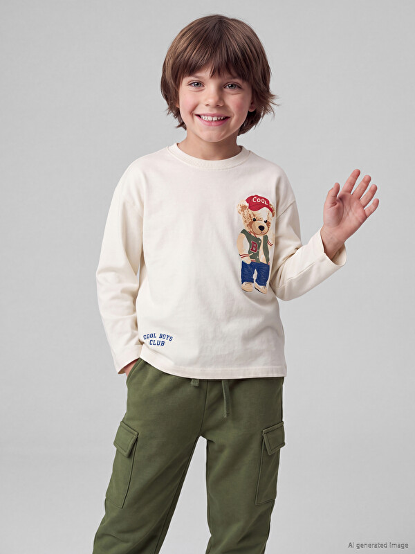 LCW Kids Teddy Baskılı Erkek Çocuk Tişört