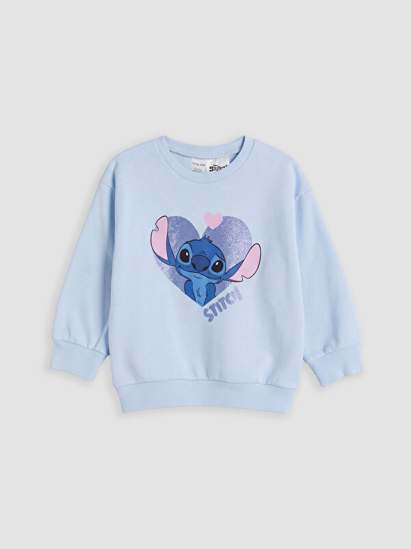 LCW Kids Stitch Baskılı Kız Çocuk Kalın Sweatshirt