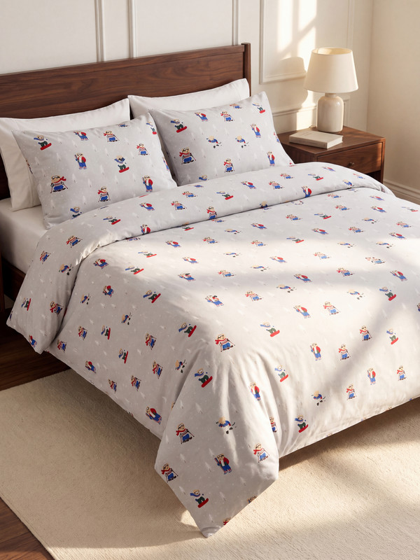 LCW HOME Ayı Teddy Desenli Çift Kişilik Nevresim Seti