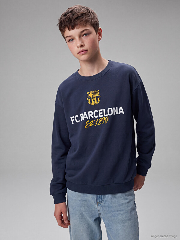 LCW Kids FC Barcelona Printed Sweatshirt