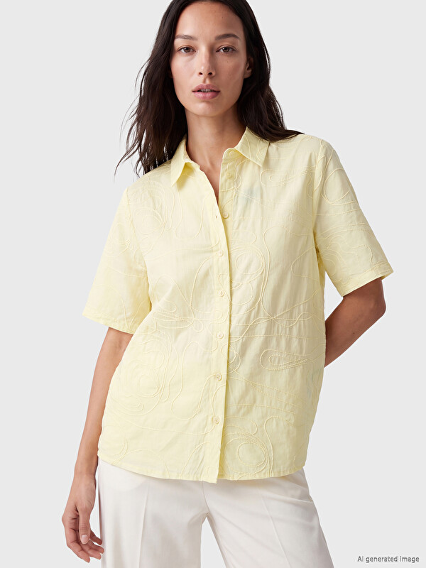 LCW STUDIO Short Sleeve Embroidered Women's Shirt