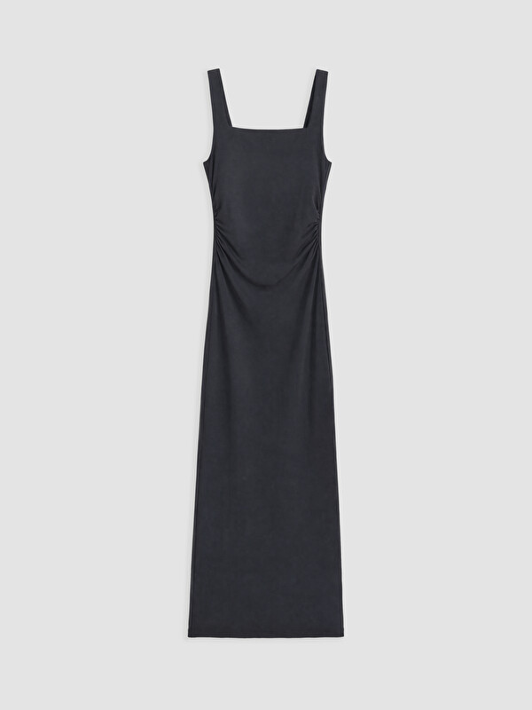 XSIDE Kare Yaka Büzgülü Bodycon Elbise