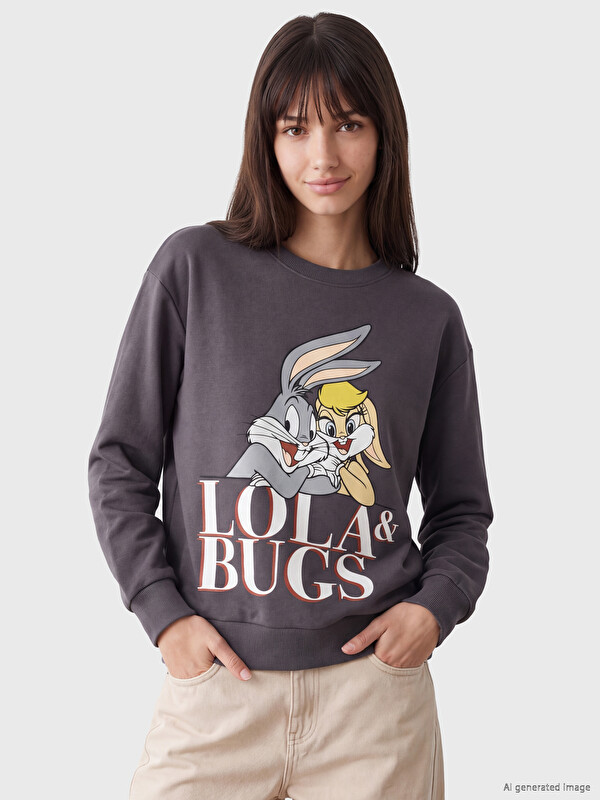 XSIDE Ženska debela oversize dukserica sa štampanim Bugs Bunny motivom