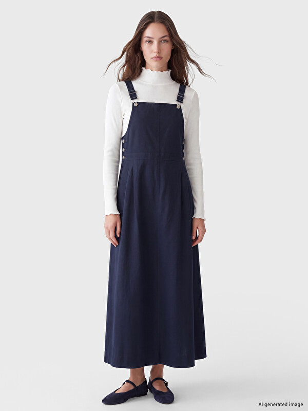 LCW Modest Square Neck Pinafore Dress