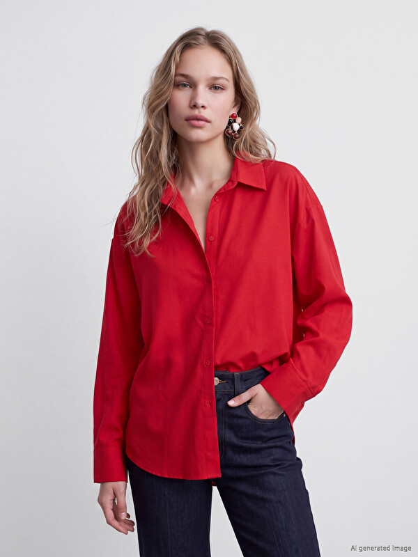 LCW Vision Oversize Poplin Kadın Gömlek