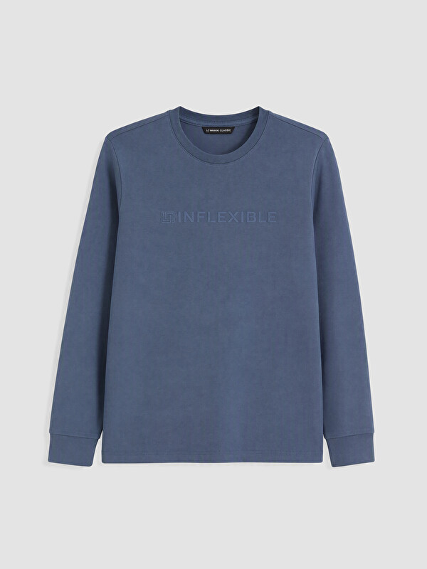 LCWAIKIKI Classic Bisiklet Yaka Baskılı Erkek Sweatshirt