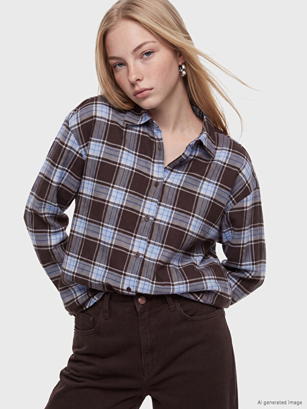 XSIDE Ekose Oversize Kadın Oduncu Gömlek