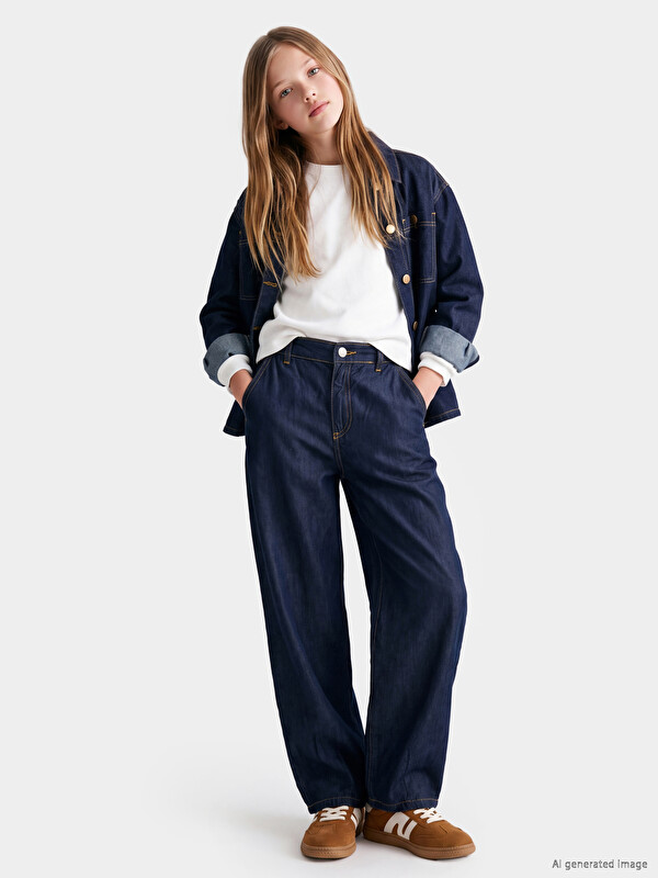 LCW Kids Wideleg Kız Çocuk Jean Pantolon
