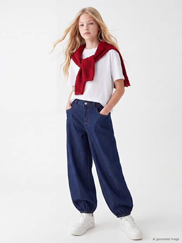 LCW Kids Фармерки Balloon Fit со манжетни за Девојчиња
