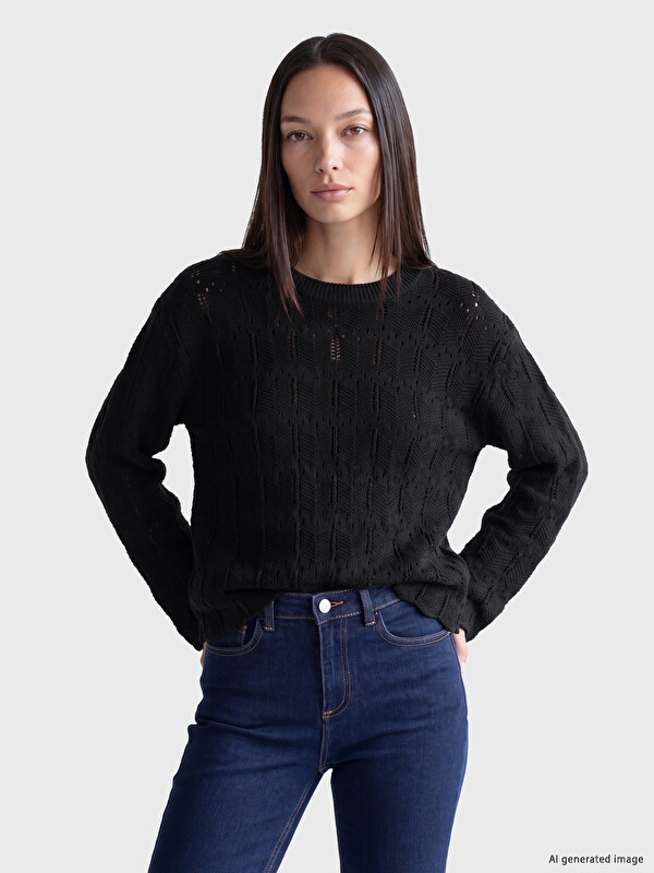 LCW EVERYDAY Pulover Tricotat cu Găuri pentru Femei