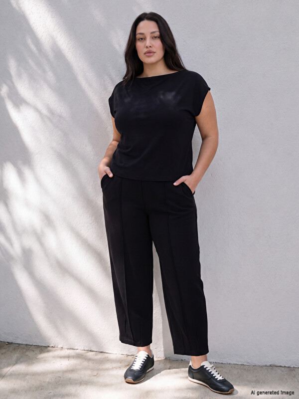 LCW Curve Plus Size Soft Touch Women's Trousers