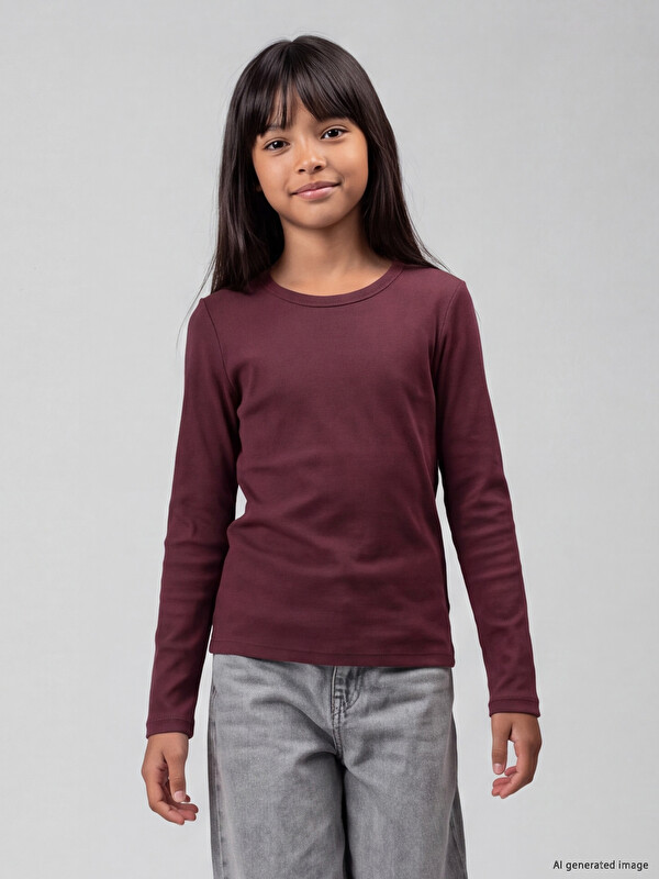 LCW Kids Uzun Kollu Kız Çocuk Tişört