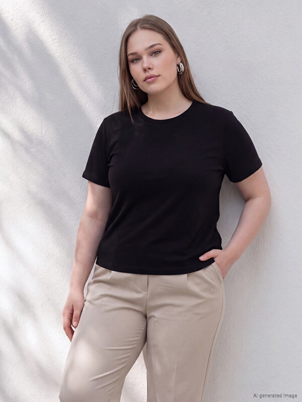 LCWAIKIKI Curve Plus Size Soft Touch Women's T-Shirt