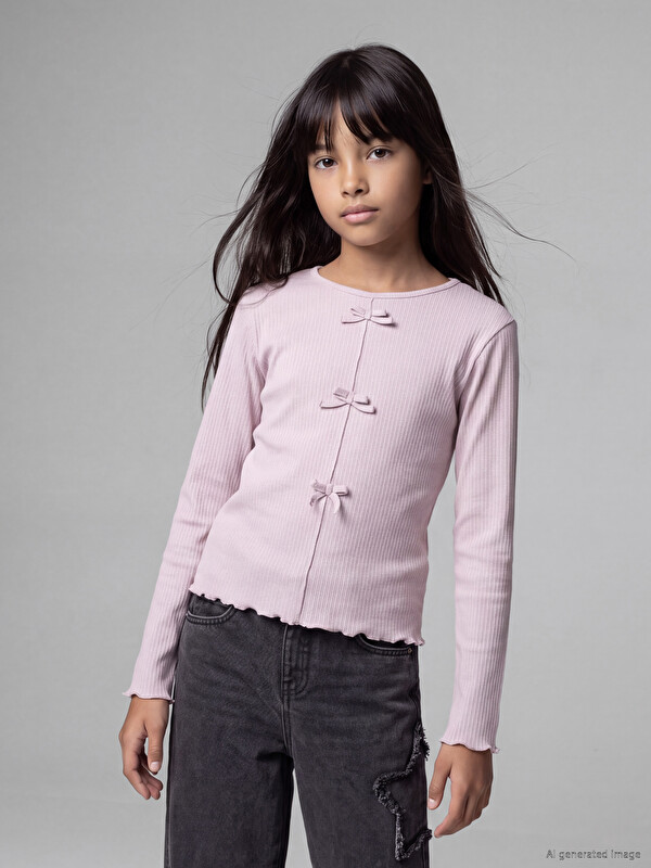 LCW Kids T-shirt me detaje me fjongo për vajza