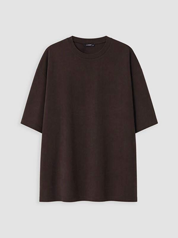 LCWAIKIKI Curve Femër Ngjyre Kafe T-shirt