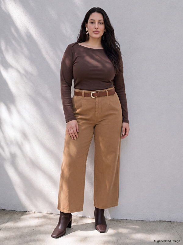 LCW Curve Plus Size Belted Culotte Jean
