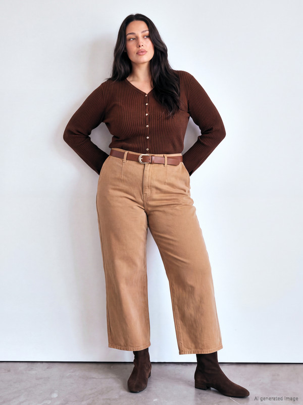 LCW Curve Plus Size Belted Culotte Jean