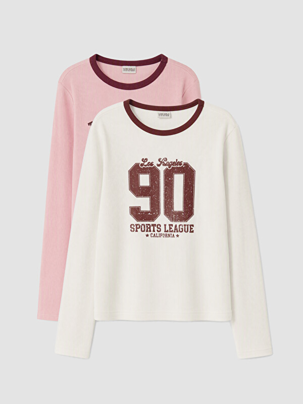LCW Kids T-shirt me jakë të rrumbullakët 2 copë për vajza