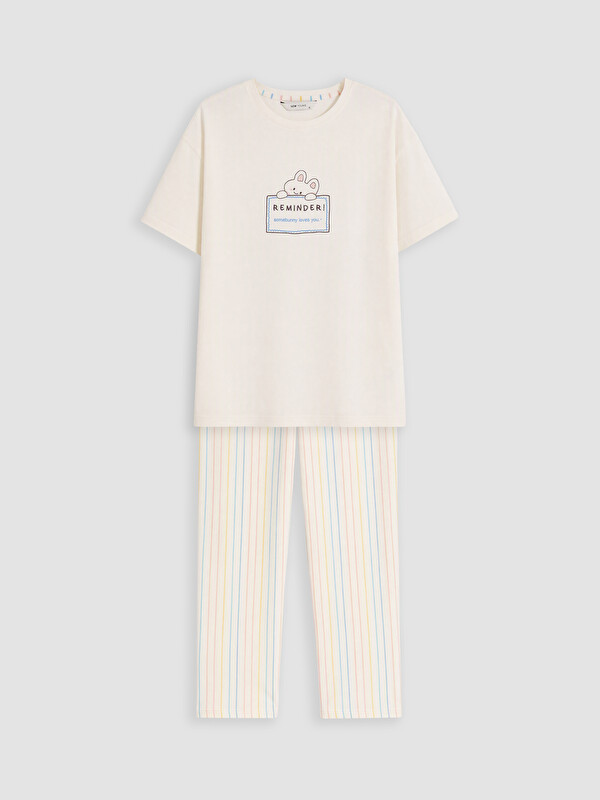 LCW Young Crew Neck Printed Women's Pyjamas Set