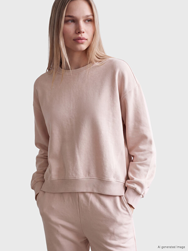 LCW Vision Bisiklet Yaka Oversize Kadın Sweatshirt