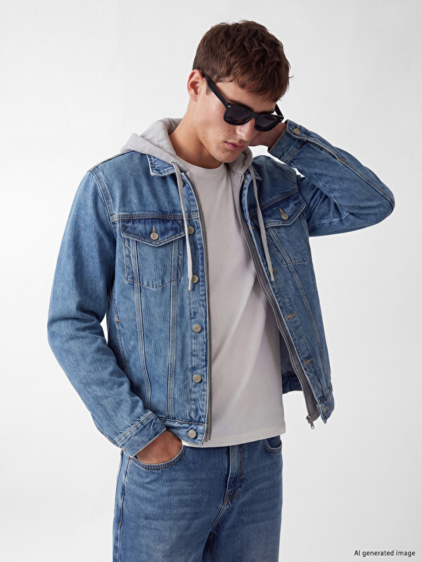 LCW Jeans Xhaketë xhinsi me kapuç, prerje e rregullt për burra