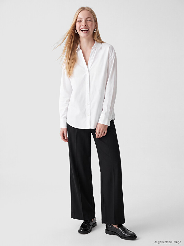 XSIDE Pantaloni Conici Lejeri Din Material Plisat Pentru Femei