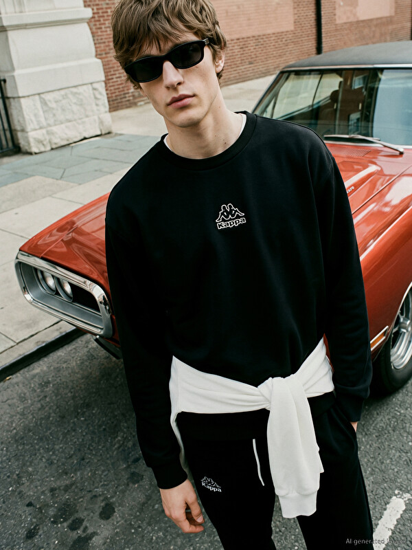 Kappa LC WAIKIKI Bluzë sportive me jakë të rrumbullakët e qëndisur për burra sweatshirt