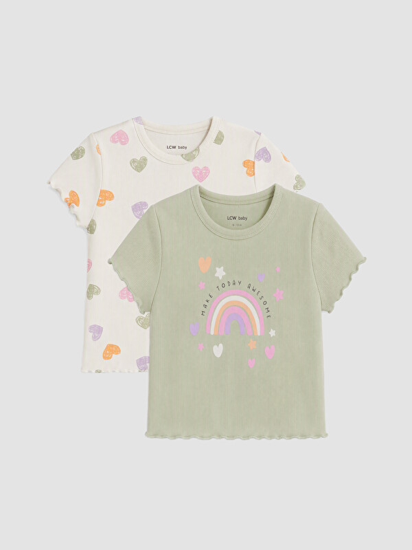 LCW baby Crew Neck Baby Girls' T-Shirt 2 Pack