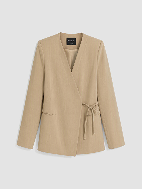 LCW Modest Kruvaze Yaka Bağlamalı Oversize Kadın Blazer Ceket