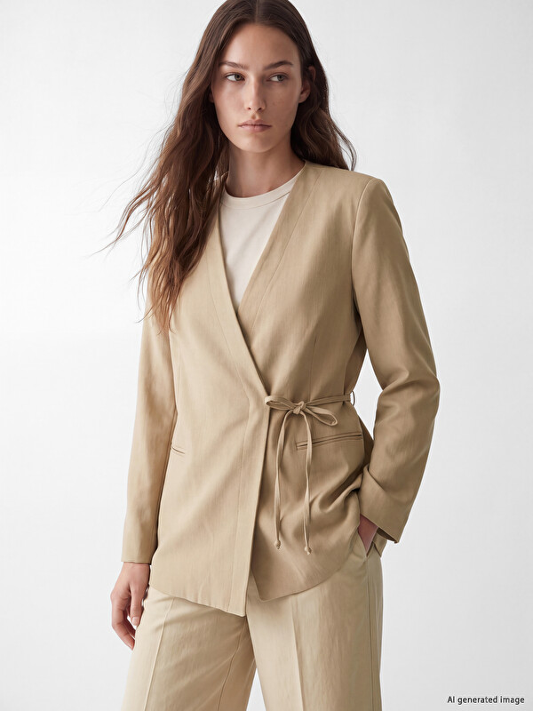 LCW Modest Kruvaze Yaka Bağlamalı Oversize Kadın Blazer Ceket